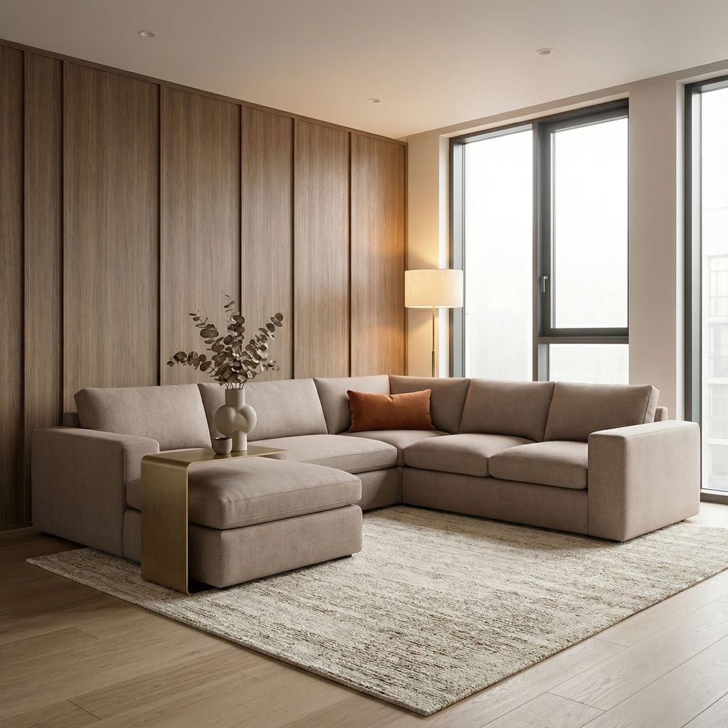 Everette Luxe Express Ship 150" x 117" 5 Trillium Cushion Sectional + Chaise