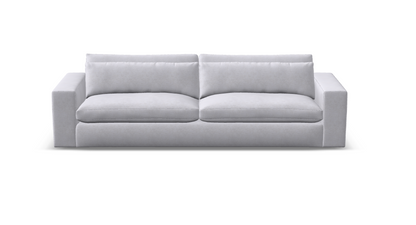 Everette Luxe Express Ship 118" 2 Trillium Cushion Sofa + Kidney Pillows