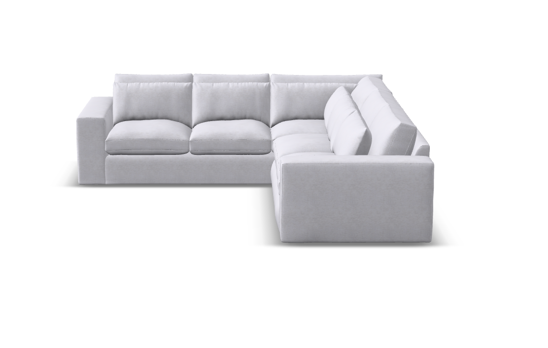Everette Luxe Express Ship 117" x 109" 5 Trillium Cushion Sectional + Kidney Pillow