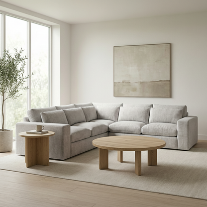 Everette Luxe Express Ship 117" x 117" 5 Cushion Trillium Sectional + Kidney Pillow