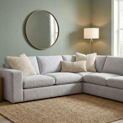 Everette Luxe Express Ship 127" x 109" 5 Trillium Cushion Sectional + Kidney Pillow