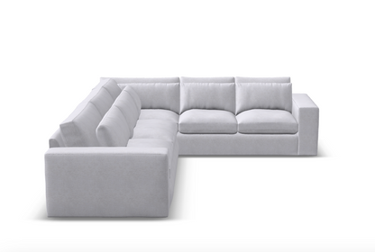 Everette Luxe Express Ship 141" x 109" 5 Trillium Cushion Sectional + Kidney Pillow