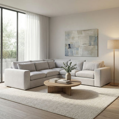 Everette Luxe Express Ship 152" x 109" 5 Trillium Cushion Sectional + Kidney Pillow