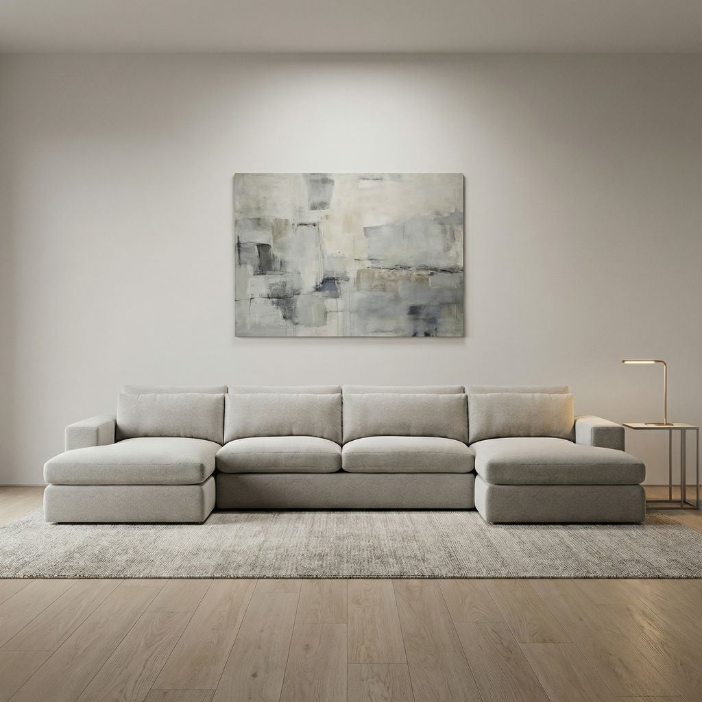 Everette Luxe Express Ship 159" Trillium Cushion Dual Chaise Sectional + Kidney Pillow