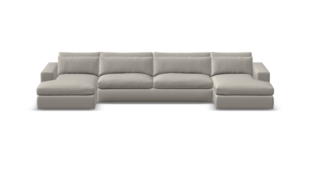 Everette Express Ship 173" Trillium Cushion Dual Chaise Sectional + Kidney Pillow