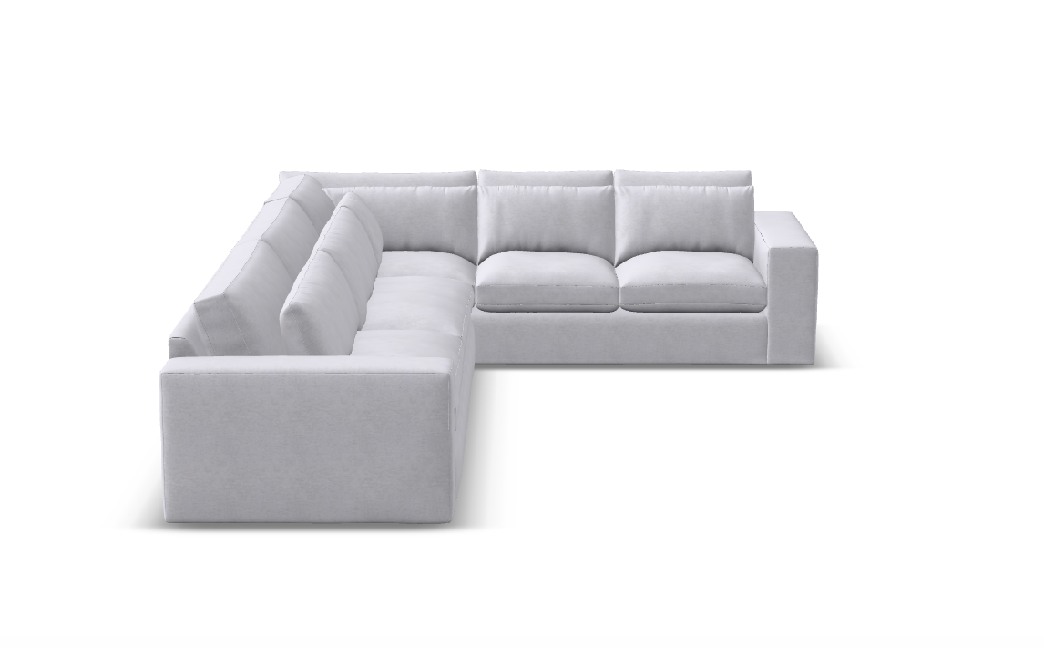 Everette Luxe Express Ship 152" x 109" 5 Trillium Cushion Sectional + Kidney Pillow