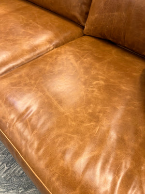 Gretchen Express Ship 135" x 121" 6 Cushion Top Grain Leather Sectional - Butterscotch