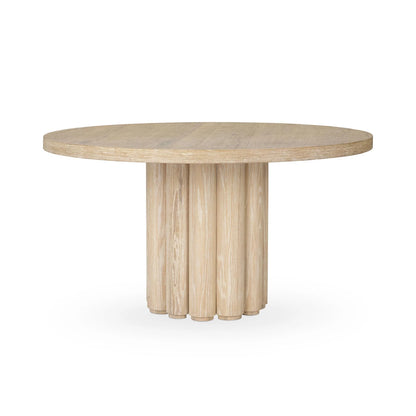 Timber 55" Round Dining Table - Cream Washed