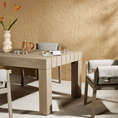Sonoma 87" Teak Outdoor Dining Table - Weathered Gray