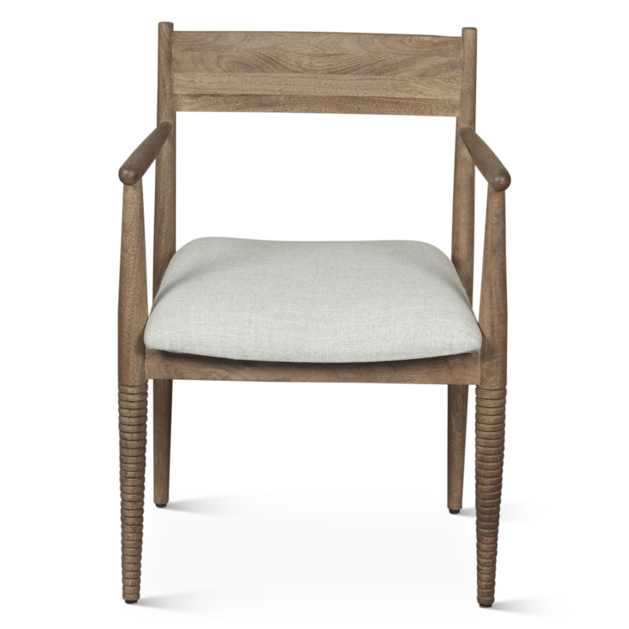 Blair Upholstered Dining Chair - Beige Linen + Natural Brown