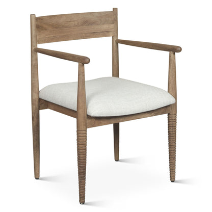 Blair Upholstered Dining Chair - Beige Linen + Natural Brown