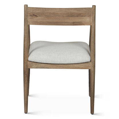 Blair Upholstered Dining Chair - Beige Linen + Natural Brown