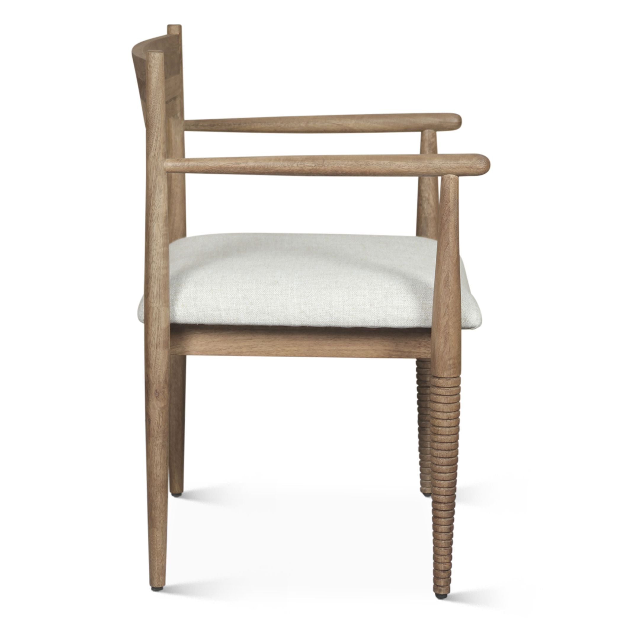 Blair Upholstered Dining Chair - Beige Linen + Natural Brown