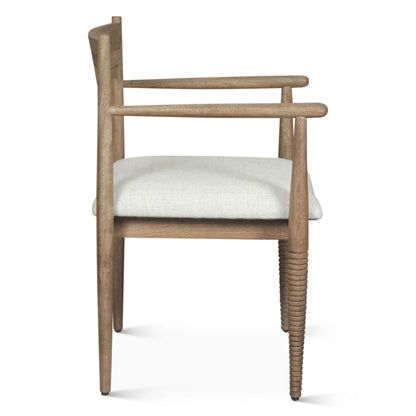 Blair Upholstered Dining Chair - Beige Linen + Natural Brown