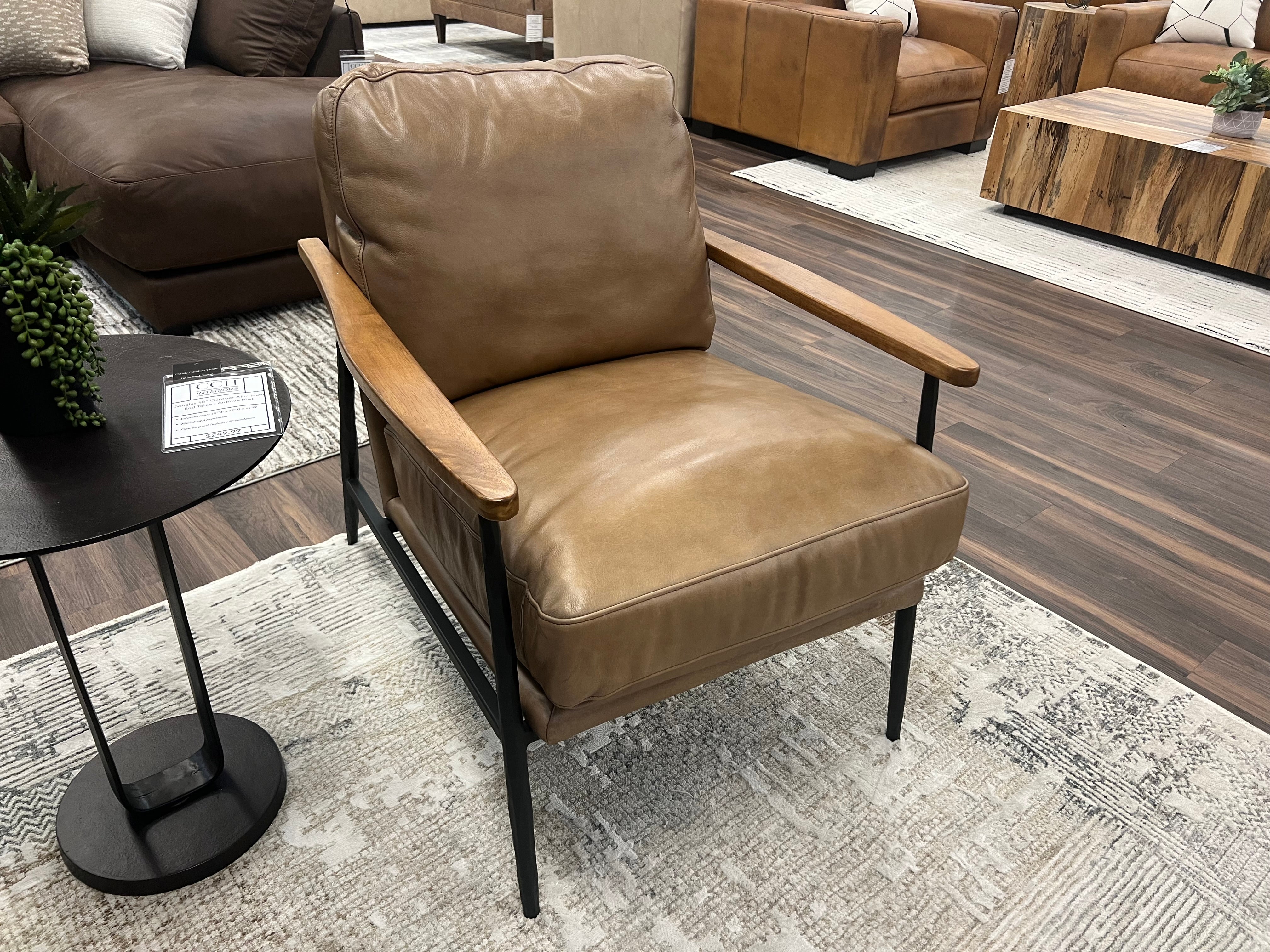 Kristoff Top Grain Leather Club Chair - Light Saddle