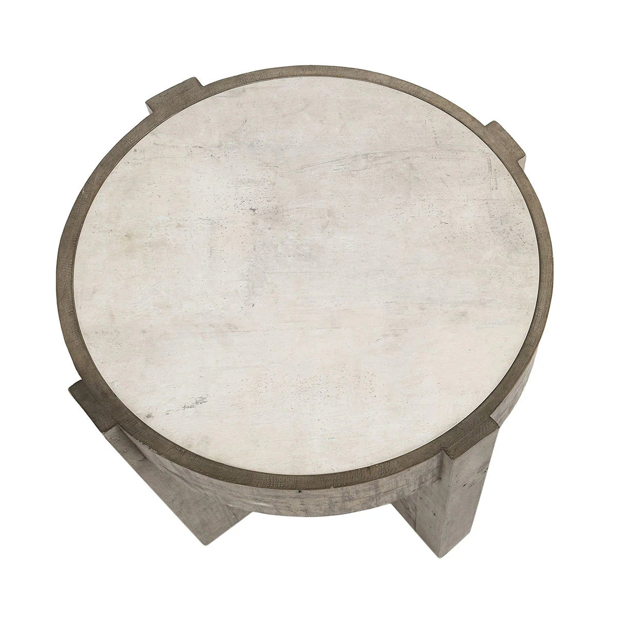 Sheldon 26" Round End Table - Distressed Grey