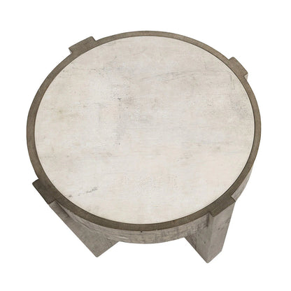 Sheldon 26" Round End Table - Distressed Grey