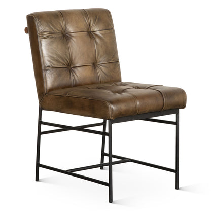 Elliott Top Grain Leather Dining Chair - Antique Whiskey