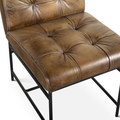 Elliott Top Grain Leather Dining Chair - Antique Whiskey