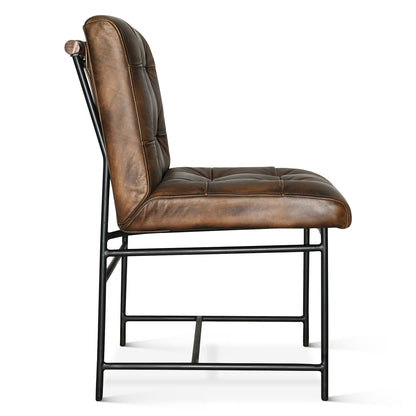 Elliott Top Grain Leather Dining Chair - Antique Whiskey
