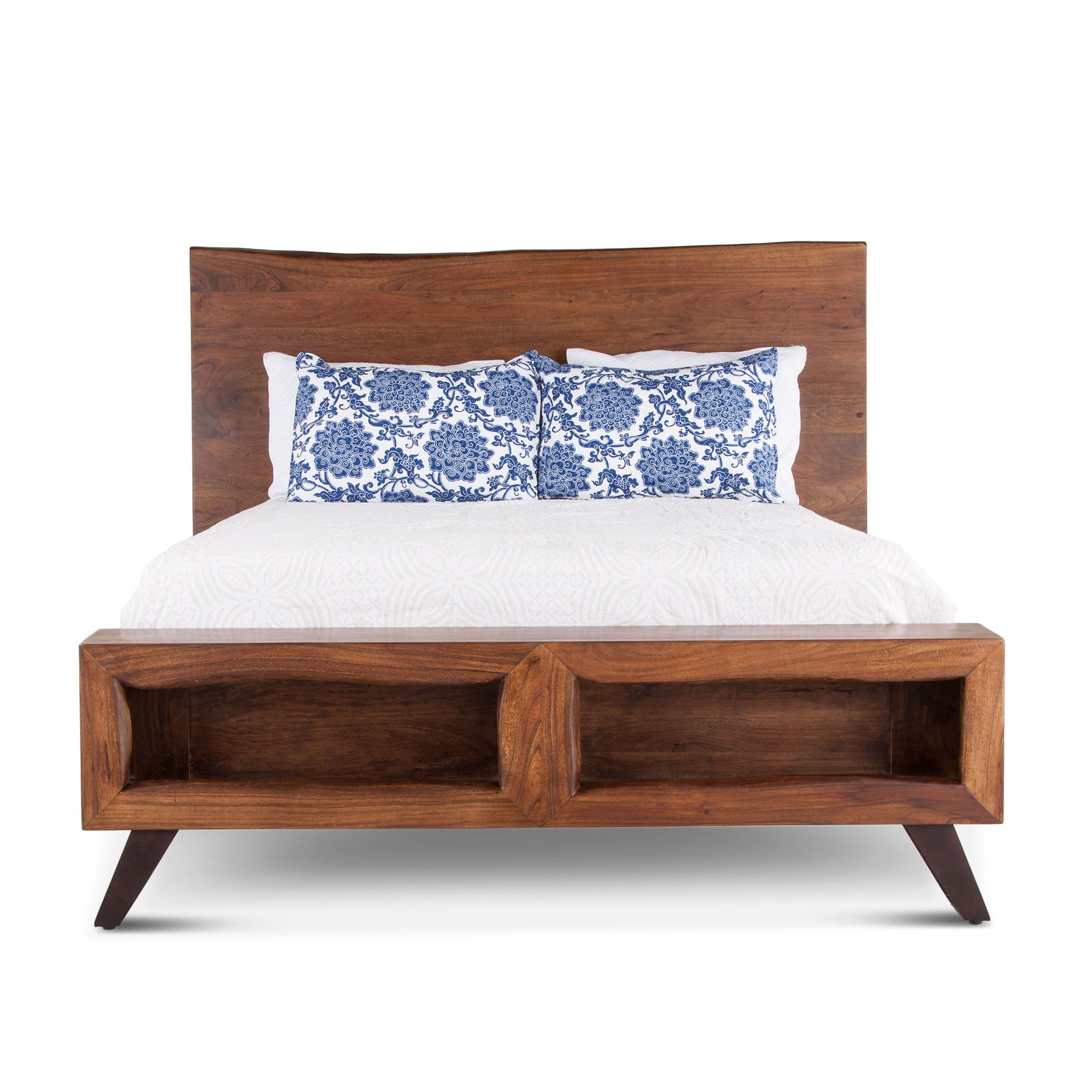 Nosara 75" Acacia + Iron Live Edge Queen Bed - Natural + Gray