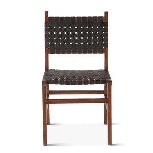 Durango Leather + Wood Dining Chair - Matte Brown + Black