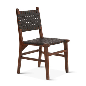 Durango Leather + Wood Dining Chair - Matte Brown + Black