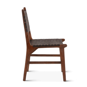 Durango Leather + Wood Dining Chair - Matte Brown + Black