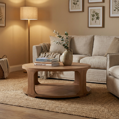 Farah 48" Mahogany Round Coffee Table - Fruitwood