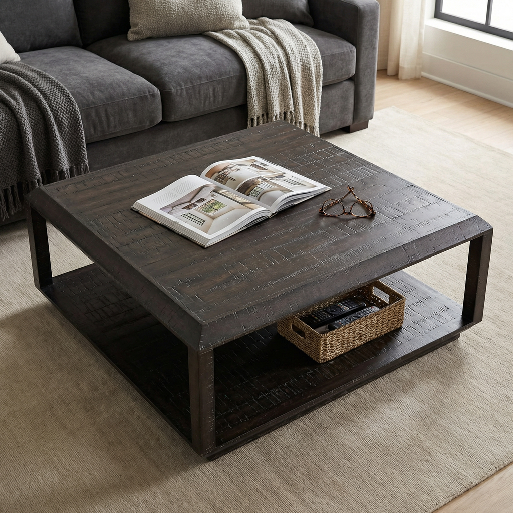 Felix 48" Mahogany Square Coffee Table - Java Brown