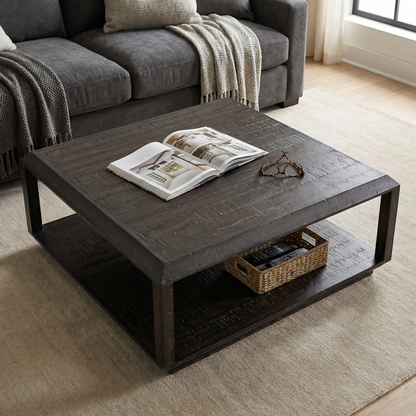 Felix 48" Mahogany Square Coffee Table - Java Brown