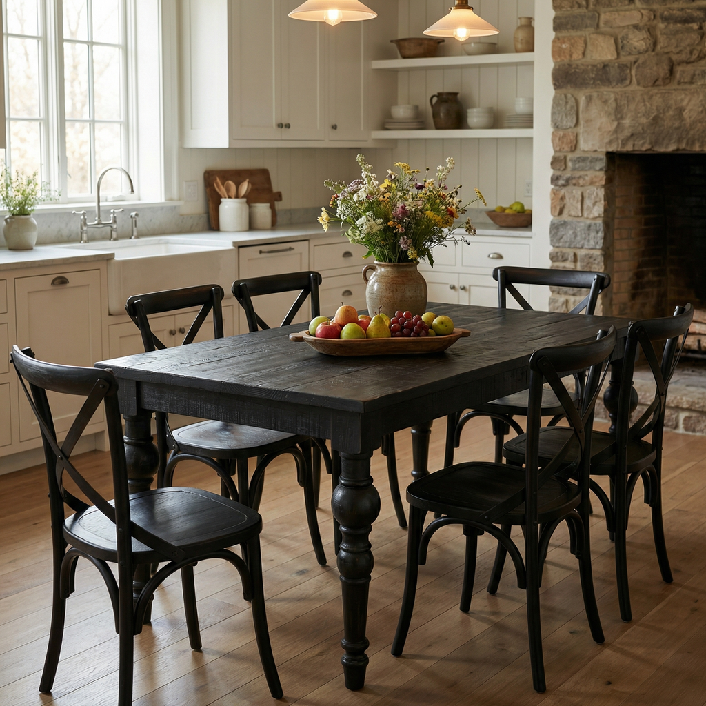 Francesca 71" Dining Table - Rustic Black