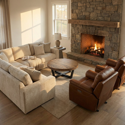 Gretchen Quick Ship 111" x 107" 5 Cushion Wide Track Arm Sectional - Performance Stone Chenille