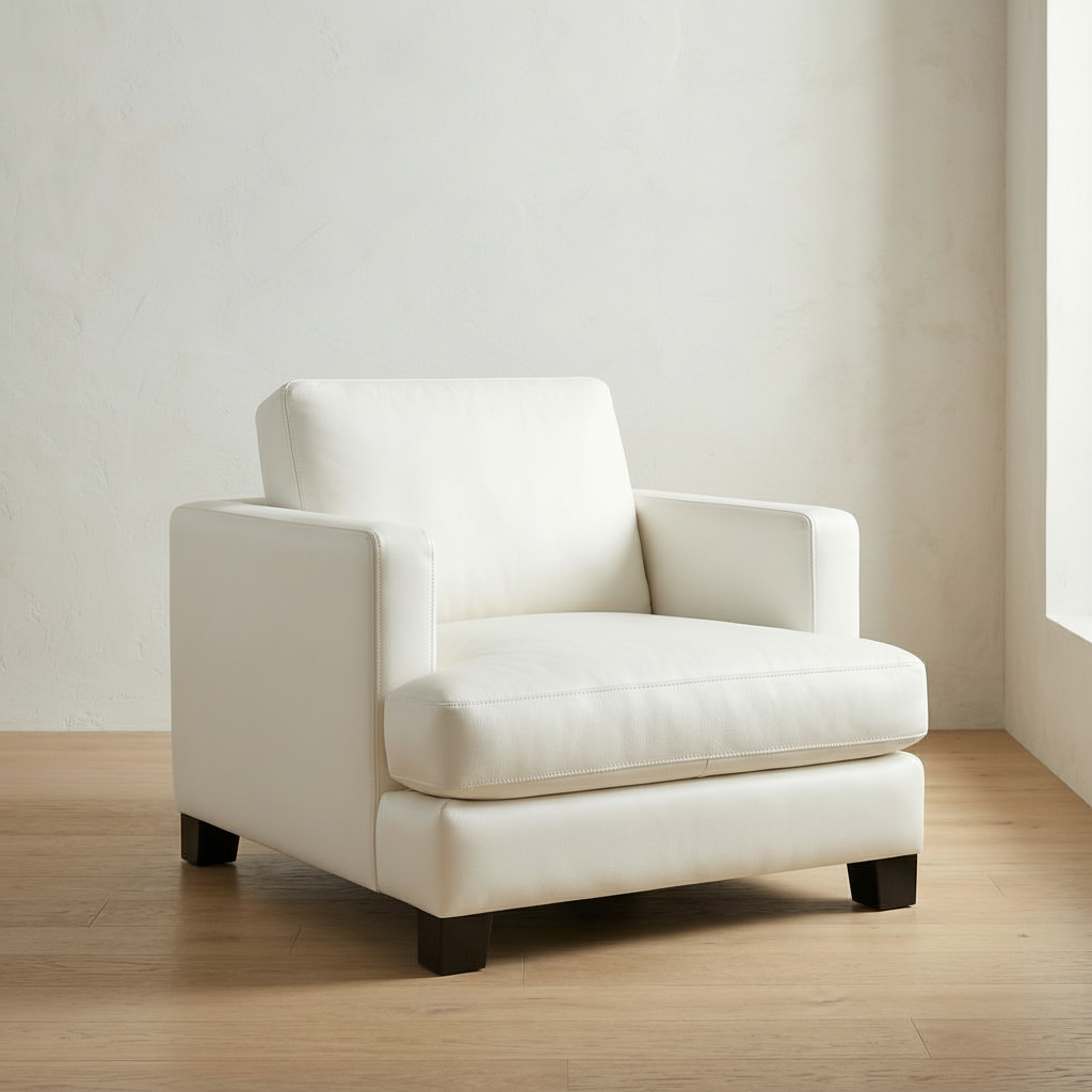 Franklin 36" Top Grain Leather Chair - Winter White