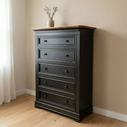 Franklin 42" 5 Drawer Chest - Espresso + Washed Natural