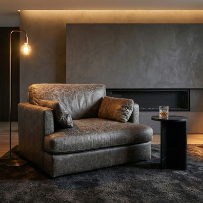 Franklin 43" Top Grain Leather Swivel Chair & Half - Coyote Steel