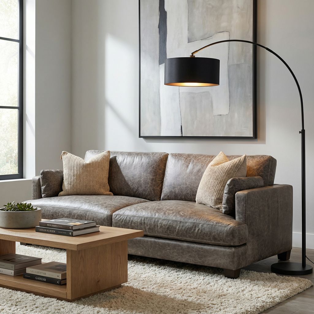 Franklin 90" Top Grain Leather 2 Cushion Sofa - Coyote Steel