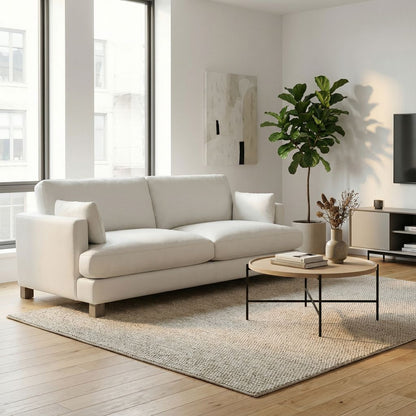 Franklin 90" Top Grain Leather 2 Cushion Sofa - Winter White