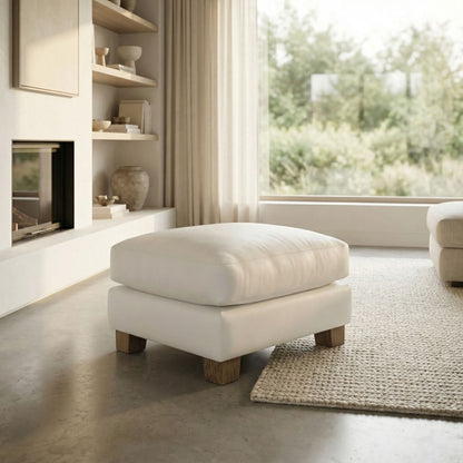Franklin 30" Top Grain Leather Ottoman - Winter White