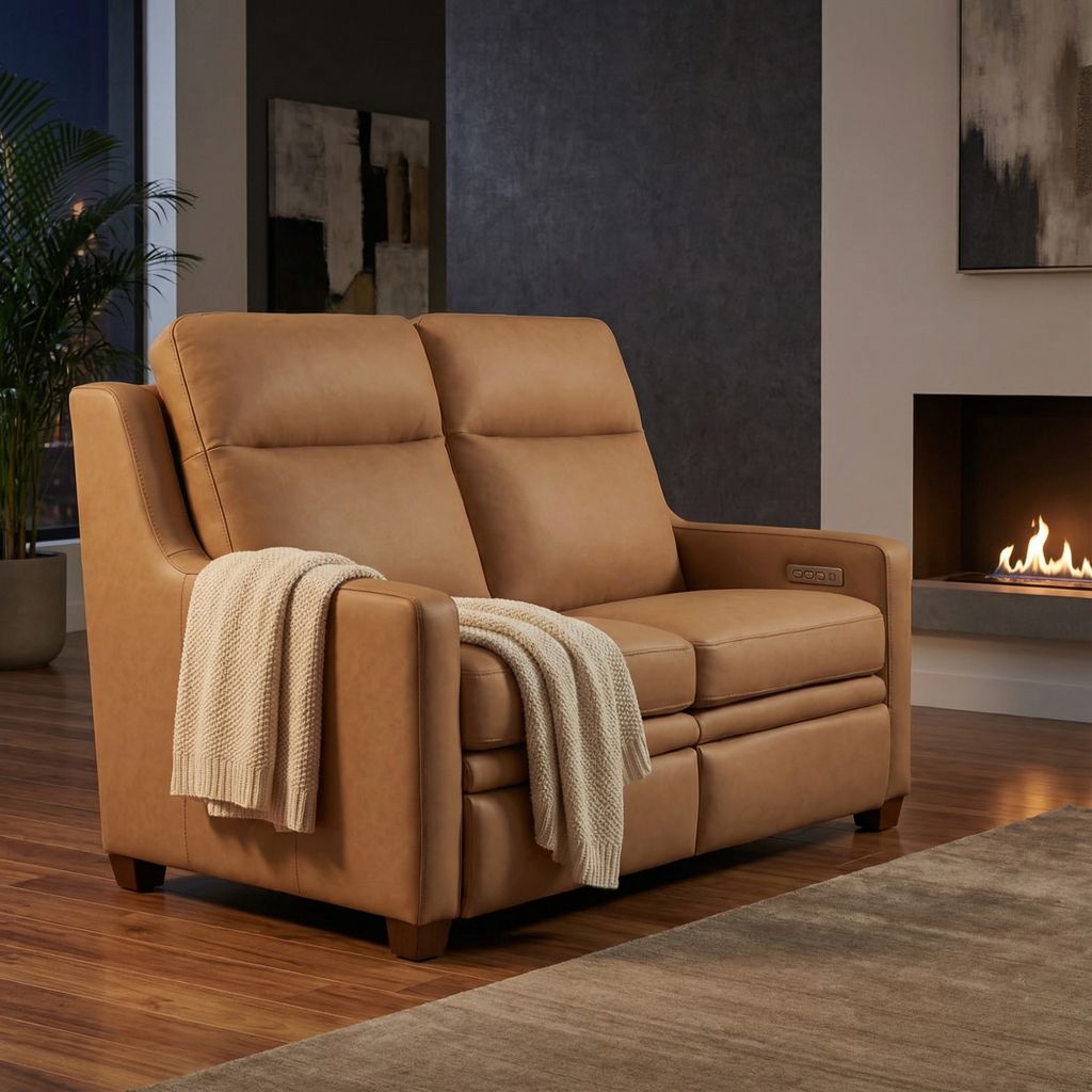 Fraser 55" Top Grain Power Motion Reclining Loveseat - Camel