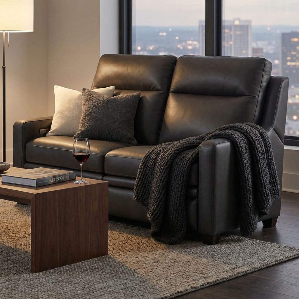 Fraser 55" Top Grain Power Motion Reclining Loveseat - Graphite