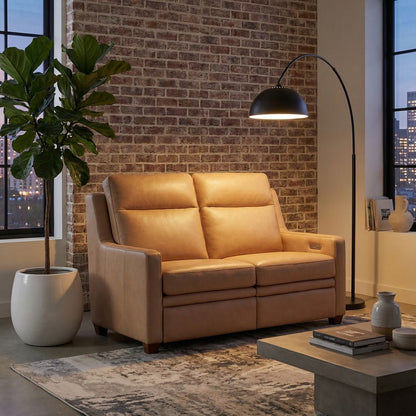 Fraser 55" Top Grain Power Motion Reclining Loveseat - Latte