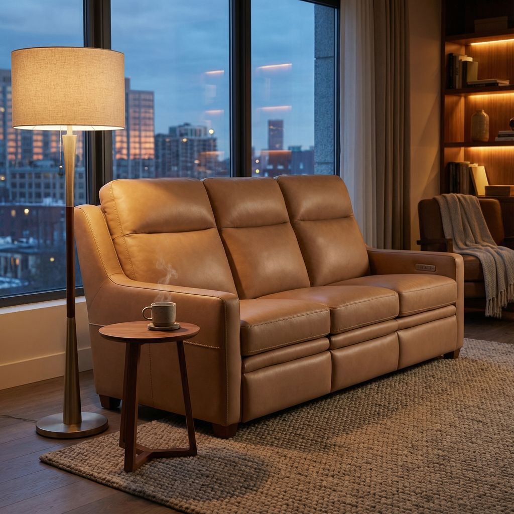 Fraser 77" Top Grain Power Motion Reclining Sofa - Latte