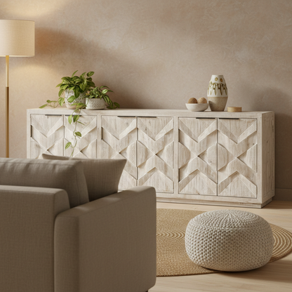 Frederica 103" 6 Door Sideboard - Timeworn Cream