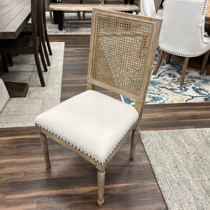 Salem Square Mesh Back Dining Chair - Ivory Linen + New White Wash