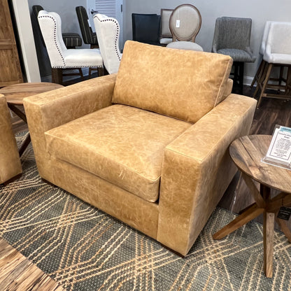 Gretchen Express Ship 48" Top Grain Leather Occasional Chair - Cider