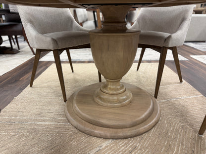 Clancy 53" Acacia Round Pedestal Dining Table - New White Wash