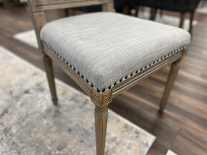 Salem Square Mesh Back Dining Chair - Grey Linen + Black Wash