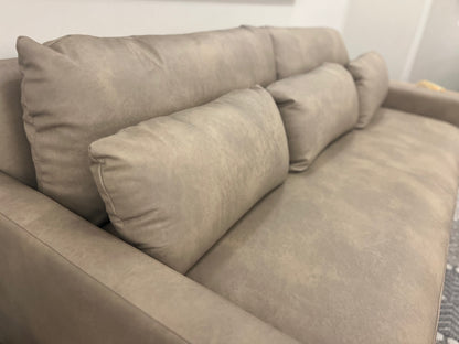 Glenda Express Ship 90" Bench Cushion Top Grain Leather Sofa - Taupe