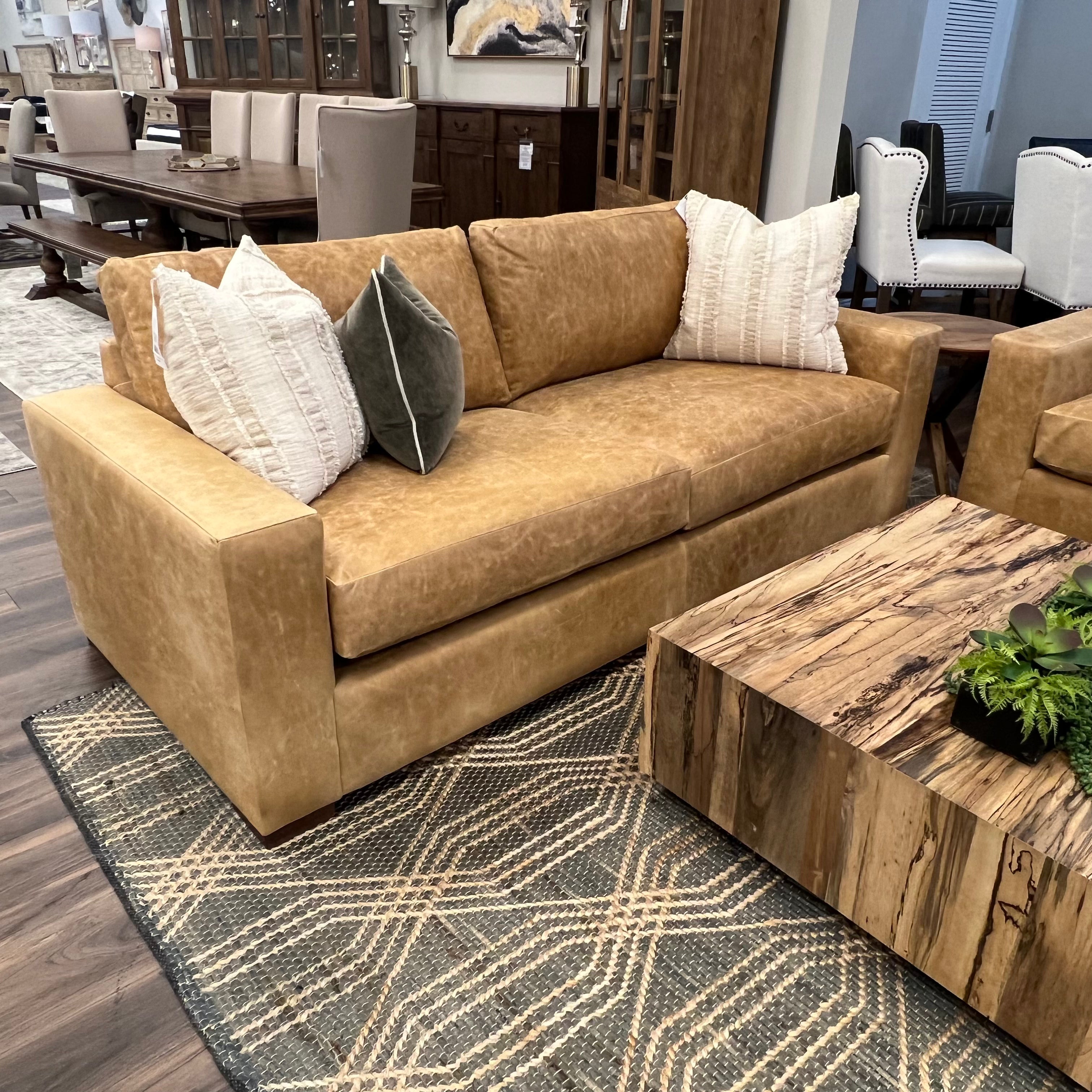 Gretchen Express Ship 89" 2 Cushion Wide Track Arm Top Grain Leather Sofa - Cider